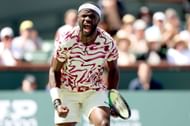 Frances Tiafoe celebrates his win over Cameron Norrie in Indian Wells